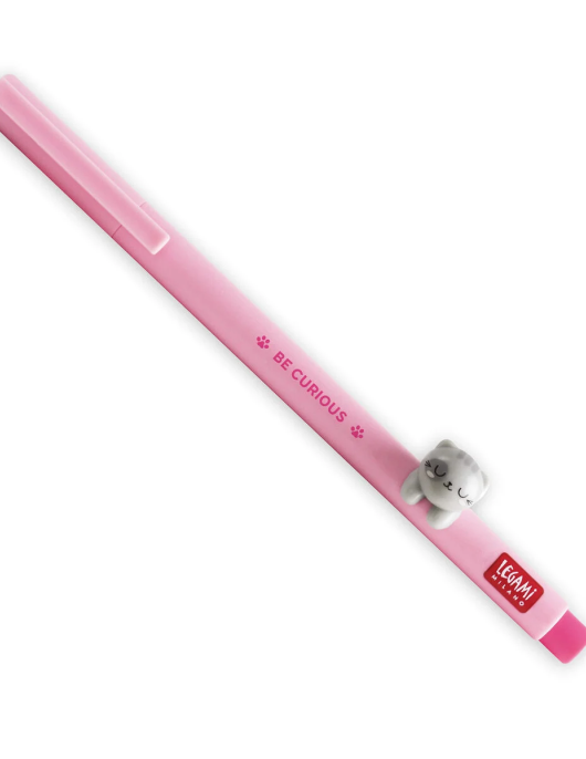 Gel Pen with "Be Curious" Kitty Animal Decoration - Lovely Friends