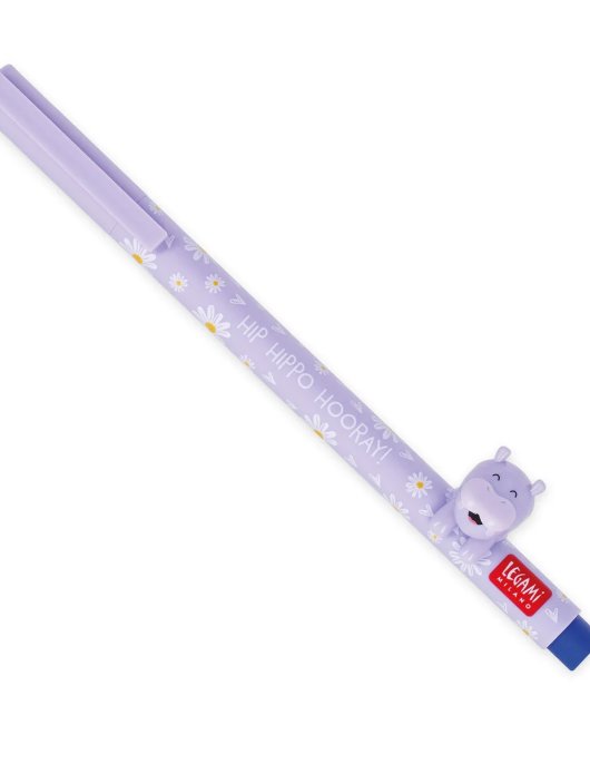 Gel Pen with "Hip Hippo Hooray" Hippo Animal Decoration - Lovely Friends