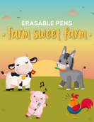Farm Sweet Farm Set of 4 Erasable Gel Pens - Erasable Pen Set