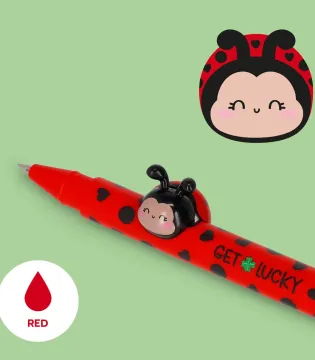 Gel Pen with "Get Lucky" Ladybug Animal Decoration - Lovely Friends
