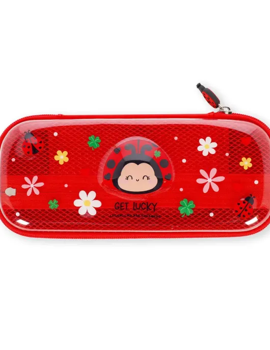 Ladybug Rigid Transparent Pencil Case - WonderWow