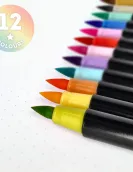 Conjunto 12 Brush Markers Cores Pastel