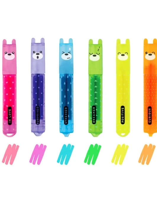 Conjunto 6 Mini Sublinhadores Teddy's Mood