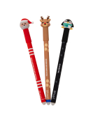 Conjunto 3 Canetas Apagáveis Natal Bo-Bo - Pinguim, Rena e Pai Natal