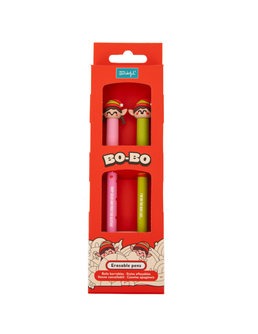 Conjunto 2 Canetas Apagáveis Natal Bo-Bo - Elfo e Elfa
