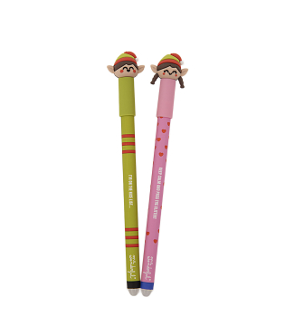 Conjunto 2 Canetas Apagáveis Natal Bo-Bo - Elfo e Elfa