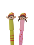Conjunto 2 Canetas Apagáveis Natal Bo-Bo - Elfo e Elfa
