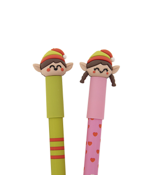 Conjunto 2 Canetas Apagáveis Natal Bo-Bo - Elfo e Elfa