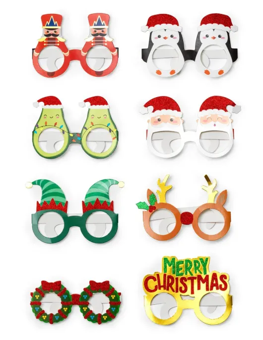 Conjunto de 8 óculos de Natal em papel