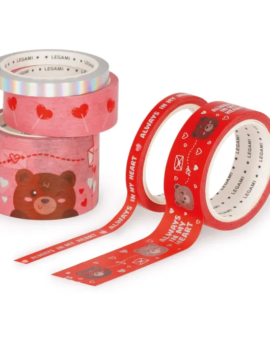 Set of 5 Decorative Teddy Bear Paper Sticky Tapes - Tape By Tape
