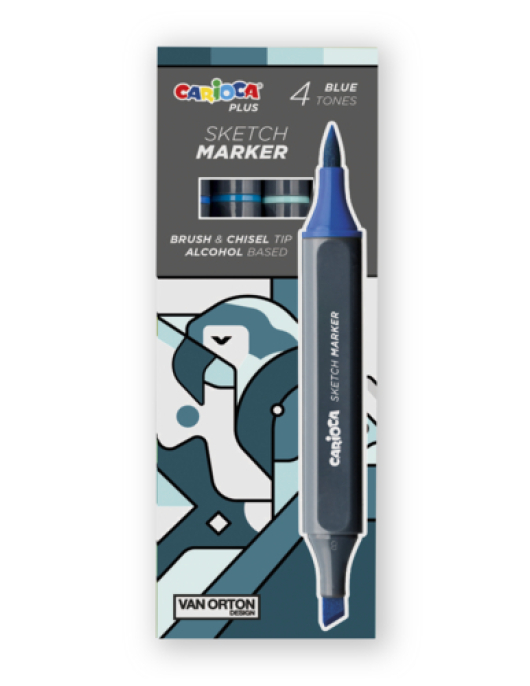 Marcadores de Álcool Carioca Plus Sketch - 4un. Tons Azul