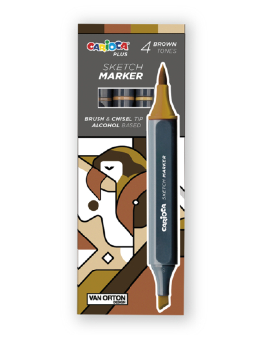 Marcadores de Álcool Carioca Plus Sketch - 4un. Tons Castanho